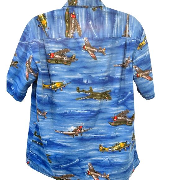 Pacific Legend Vintage Fighter Plane Hawaiian Shirt Men's Size XL Very Good - Picture 2 of 6
